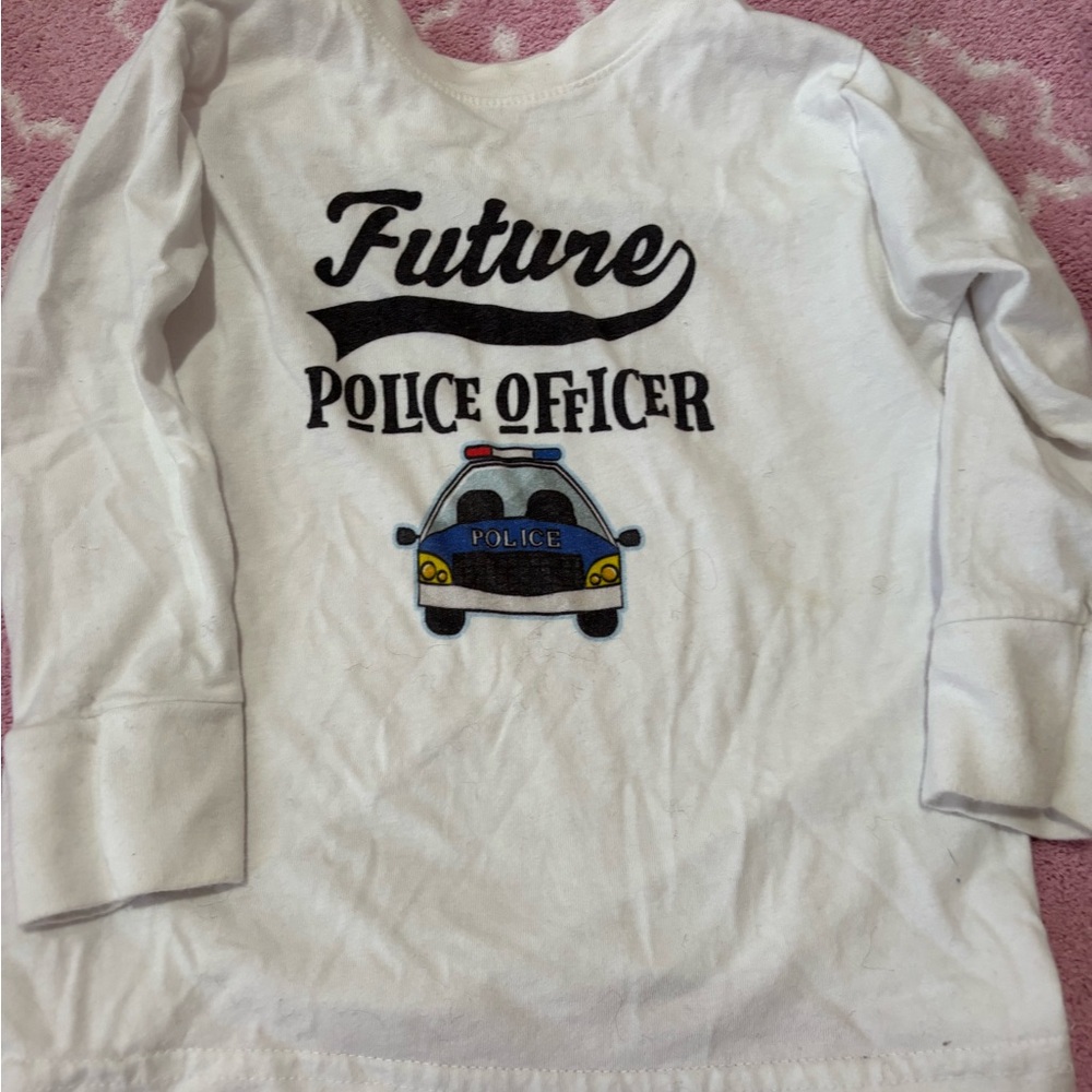 White Kids Shirt with Police Car Design